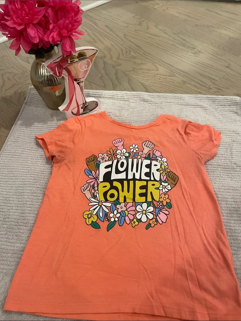 Old Navy Coral 'Flower Power' Graphic Tee